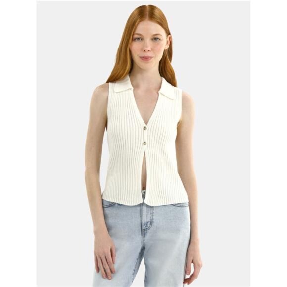 Button-Front Sweater Vest Top, Women's - Picture 1 of 5